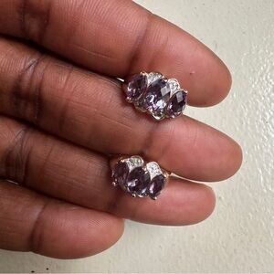 Vintage Ross Simons Purple Sapphire Gemstone Gold Over Sterling Silver Earrings